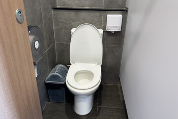 open the bathroom door, go to toilet