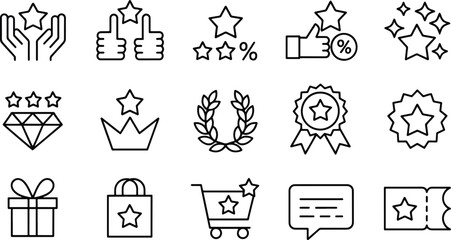 Stars Icons Vector Collection Isolated Symbols