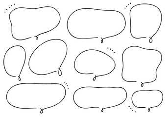 シンプルな手描きのふきだしセット