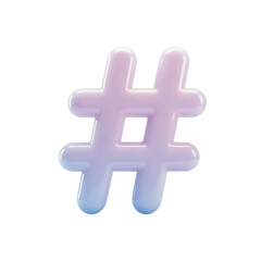 Obraz premium Symbolic hashtag icon with soft gradient colors for digital communication and social media isolated on transparent background