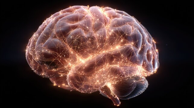 Intricate Neural Connections and Network Patterns in a 3D Rendering of the Human Brain