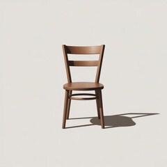 Modern wooden chair with sunlight shadow on clean background