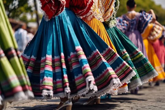 Colorful traditional Mexican folk dance performance outdoors