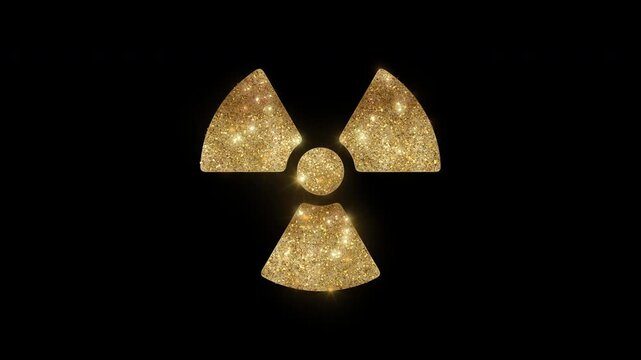 Luxury radiation mark with golden glitter, alpha channel