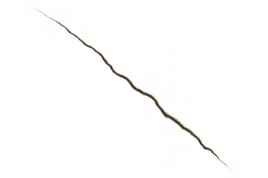 Ground crack creating a fracture line, showing destruction and damage on a transparent background