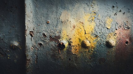 Weathered Industrial Wall Texture with Peeling Paint and Rust Stains
