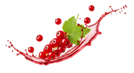 Juicy red currants splashing into a refreshing wave of red liquid, perfect for beverage and food advertising