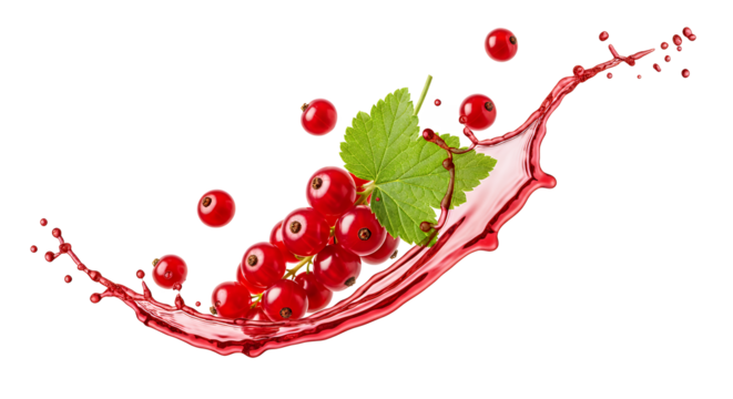 Juicy red currants splashing into a refreshing wave of red liquid, perfect for beverage and food advertising