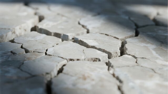 Dry, cracked earth surface showing signs of severe drought and soil desiccation