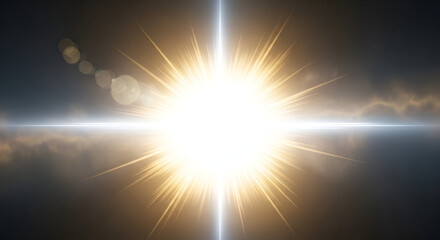 Radiant Starburst Illuminating a Dramatic Sky with Lens Flares and Streaks