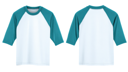 Blank baseball tee, teal sleeves