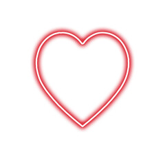 Glowing red neon heart outline on black background