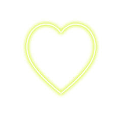 Glowing neon yellow heart outline on black background