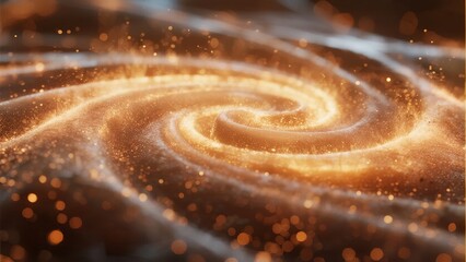 Golden spiral pattern with glowing particles and swirling motion