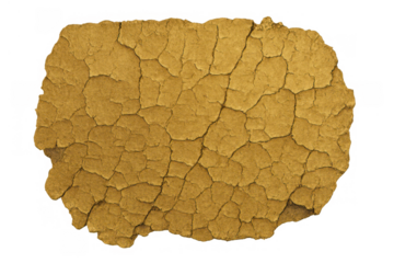 Dry mud texture showing cracks in earth from drought and climate change, isolated with transparent background