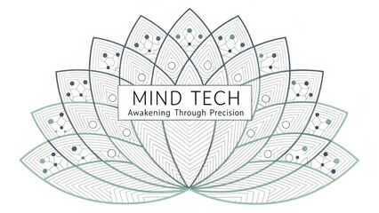 Modern mandala design featuring abstract petals with technology elements, promoting mindfulness and innovation in digital spaces