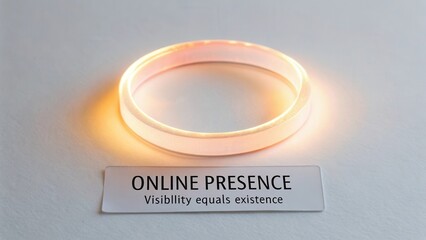 Illuminated bracelet symbolizing online presence with inspirational quote about visibility and existence in modern digital world