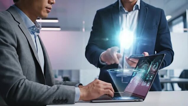 Cybersecurity professionals collaborating on data protection and network security solutions.