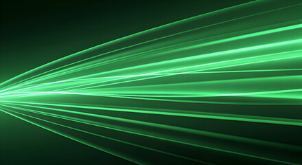 Vibrant green light beams radiating dynamically across a dark digital backgroun
