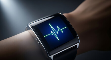 Health Monitoring Smartwatch Displaying Real-Time Heartbeat Data on a Wrist