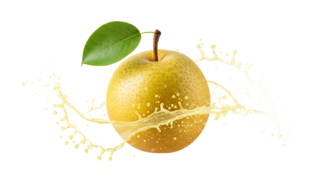 Fresh Pear with Juice Splash A Vibrant Food Photography Concept