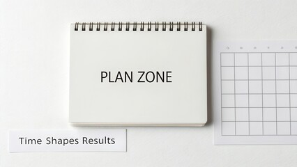 Inspirational Notebook for Planning and Goal Setting on Minimalistic Work Desk with Calendar Layout