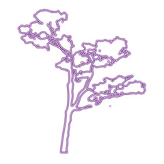 Stylized outline of a pine tree with purple neon glow