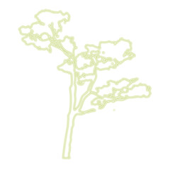 Stylized outline of a pine tree against a black background