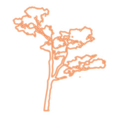 Glowing orange tree outline against a dark background