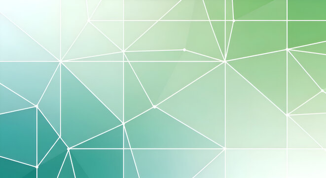 Abstract geometric polygonal pattern featuring a gradient from light green to teal with white connecting lines