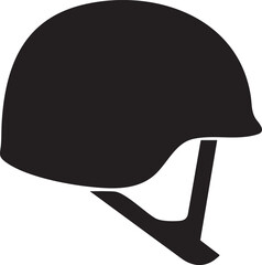 Military Helmet Black Vector Illustration Isolated Tactical Protective Gear Silhouette

