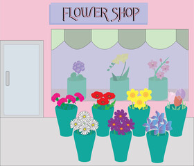 A vector art of a flower shop. 