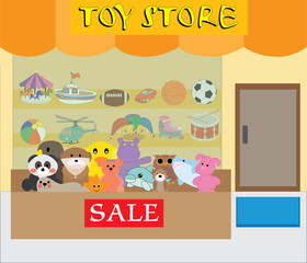 A vector art of a toy shop or store. 