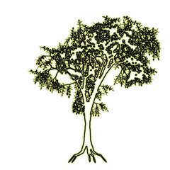 Stylized illuminated tree against a dark background