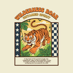 Tiger Spirit Roaming Retro Jungle Scene design
