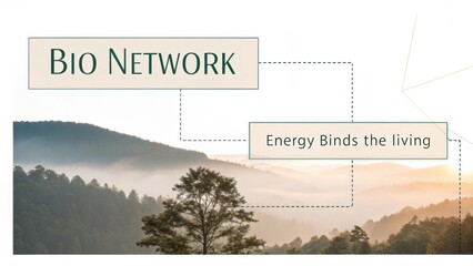 Scenic Mountain Landscape with Misty Valleys and Inspirational Typography in Soft Natural Light