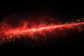 Black background with flashes of red light. Dust. Space. Neon lights. Background material. Smoke.