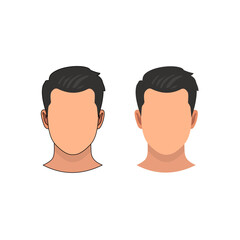 Male Avatar Face Template in Flat Vector Style Without Facial Features