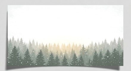Winter Forest Landscape Background with Falling Snow and Sunlight.