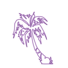 Glowing purple palm tree silhouette against black background