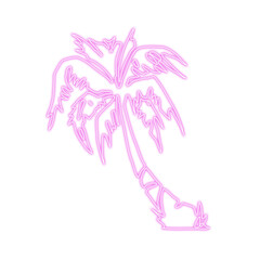 Vibrant pink neon palm tree silhouette on black background