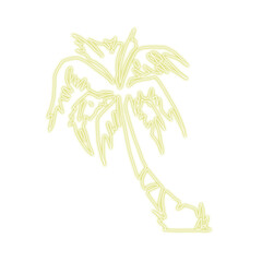 Illuminated neon palm tree outline on black background