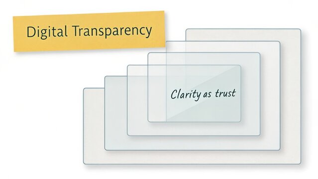 Visual Representation of Digital Transparency Concept with Layers and Clear Messaging for Trust and Clarity