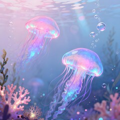 Ethereal Neon Jellyfish Realm