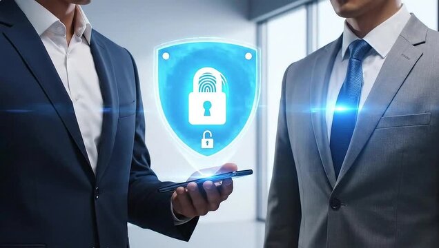 Cybersecurity professionals discussing digital security and data protection solutions.