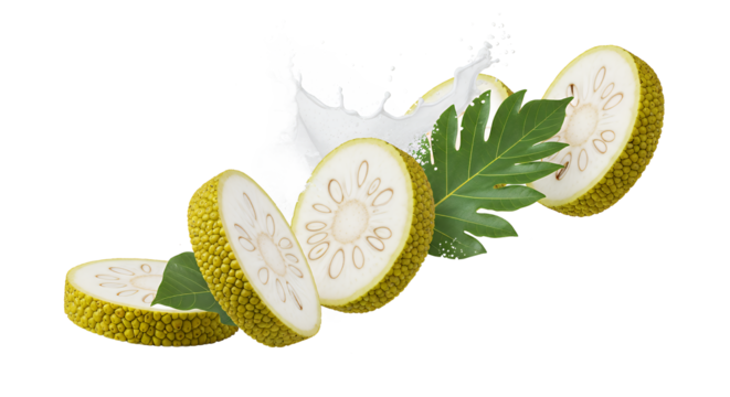 Sliced Breadfruit with Splash Tropical Fruit Dessert Ingredient Still Life