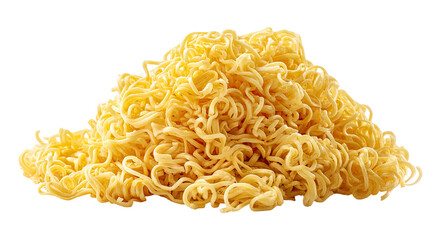 Pile of dry, light-yellow instant noodles