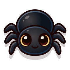 Cute Cartoon Spider Icon – Adorable Black Arachnid Character