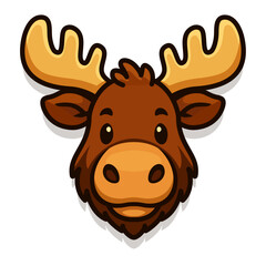 Cute Cartoon Moose Head Icon – Adorable Forest Animal