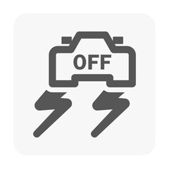 Stability control OFF switch, icon designed for dashboards or control panels. Perfect for indicating traction mode status, safety system deactivation, and automotive interface design.
